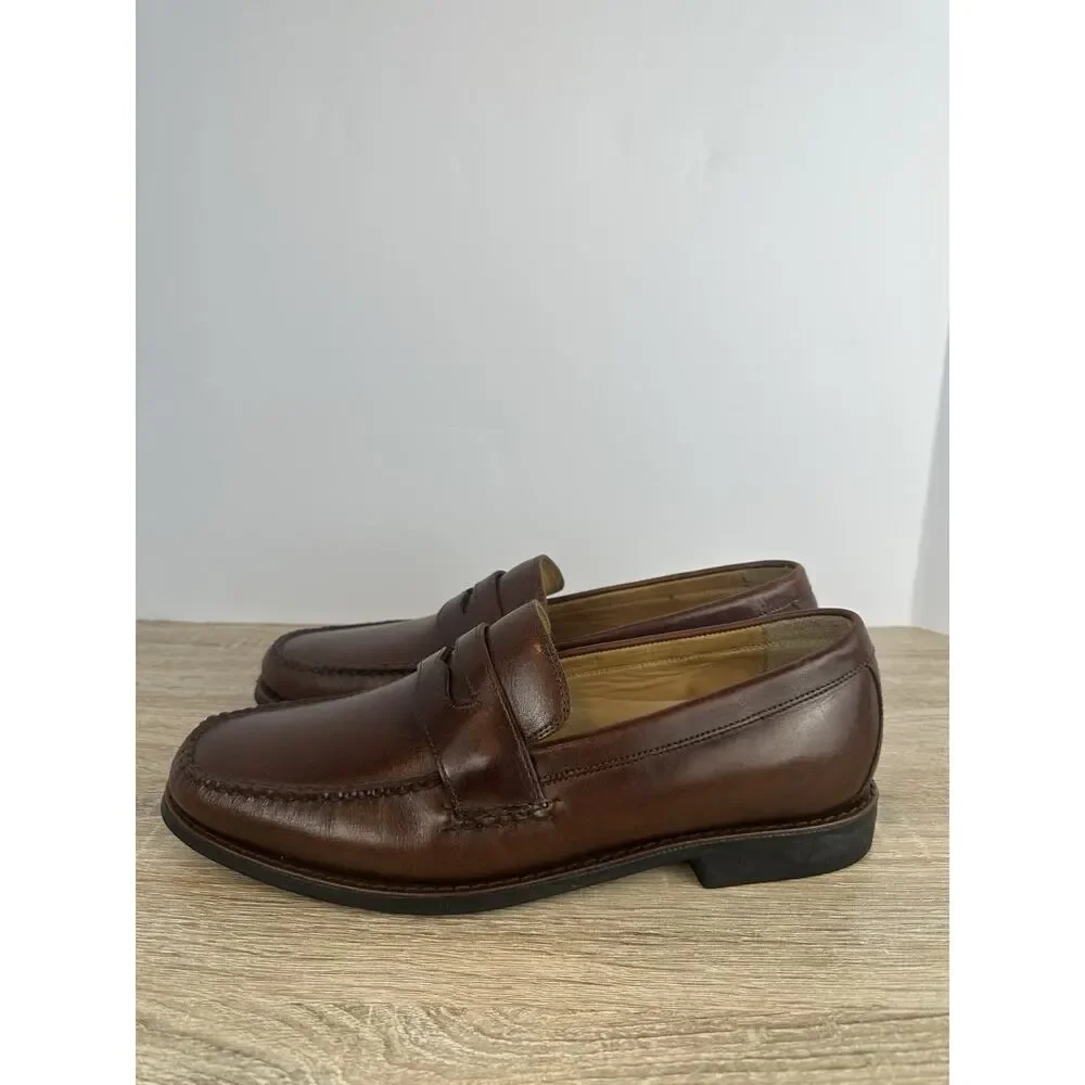 Johnston & Murphy Mens 9M Brown Leather Penny Loafers Slip On Dress Shoes